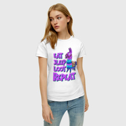 Женская футболка хлопок Eat, Sleep, Loot, Repeat - фото 2