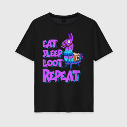 Женская футболка хлопок Oversize Eat, Sleep, Loot, Repeat