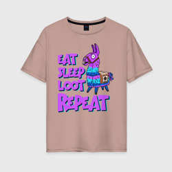 Женская футболка хлопок Oversize Eat, Sleep, Loot, Repeat