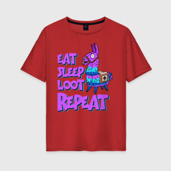 Женская футболка хлопок Oversize Eat, Sleep, Loot, Repeat