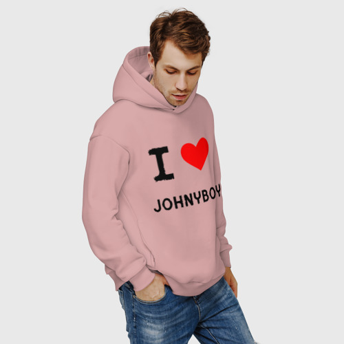 Мужское худи Oversize хлопок  Johnyboy 8, цвет пыльно-розовый - фото 7