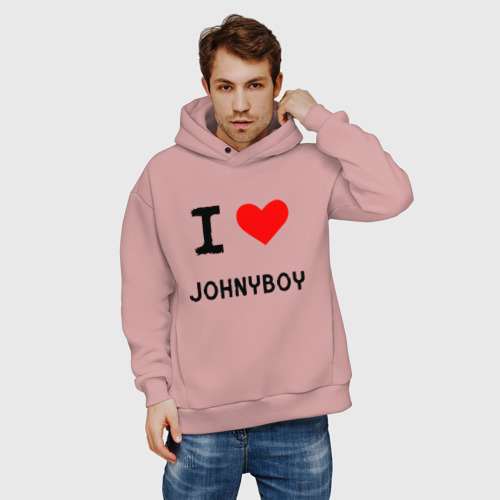 Мужское худи Oversize хлопок  Johnyboy 8, цвет пыльно-розовый - фото 3