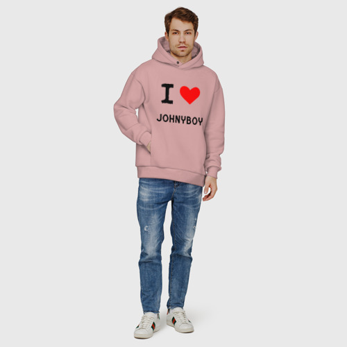 Мужское худи Oversize хлопок  Johnyboy 8, цвет пыльно-розовый - фото 6