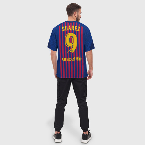 Мужская футболка oversize 3D Suarez home 18-19, цвет 3D печать - фото 4