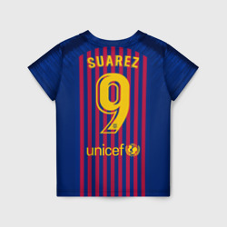 Футболка с принтом Suarez home 18-19 для ребенка, вид сзади №1. Цвет основы: белый