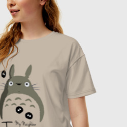 Женская футболка хлопок Oversize Тоторо и Чернушки - фото 2