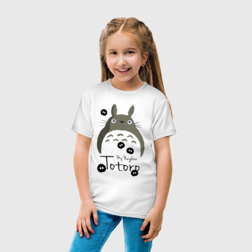 Детская футболка хлопок Тоторо и Чернушки, цвет белый - фото 5