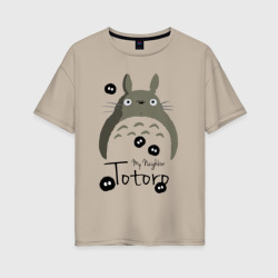 Женская футболка хлопок Oversize Тоторо и Чернушки