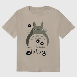 Женская футболка хлопок Oversize Тоторо и Чернушки