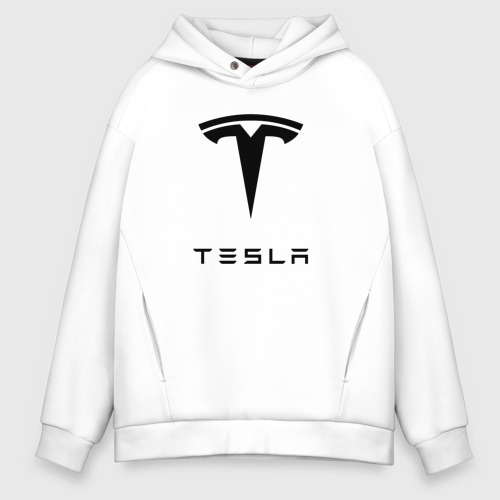 Мужское худи Oversize хлопок TESLA, цвет белый