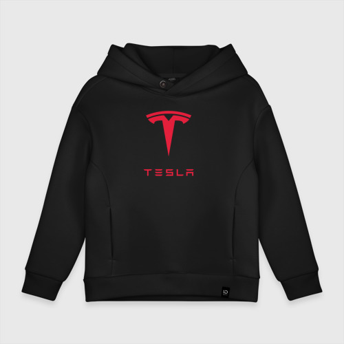 Детское худи Oversize хлопок Tesla Тесла, цвет черный