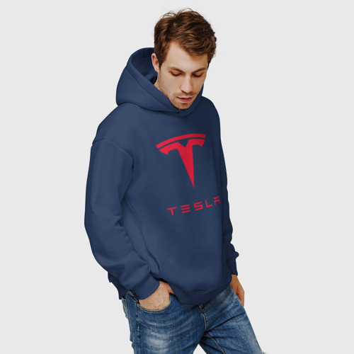 Мужское худи Oversize хлопок Tesla Тесла, цвет темно-синий - фото 7