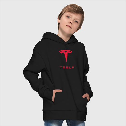 Детское худи Oversize хлопок Tesla Тесла, цвет черный - фото 9