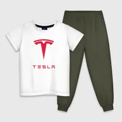 Детская пижама с белой футболкой Tesla Тесла
