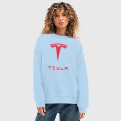 Женский свитшот oversize без начеса хлопок Tesla Тесла - фото 2