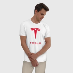 Мужская пижама с белой футболкой хлопок Tesla Тесла - фото 2