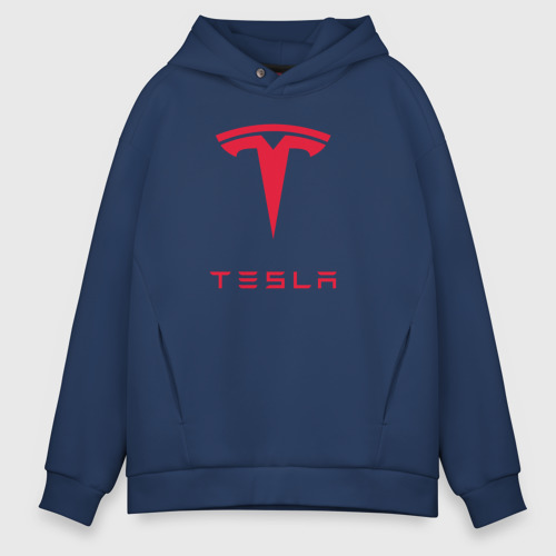 Мужское худи Oversize хлопок Tesla Тесла, цвет темно-синий