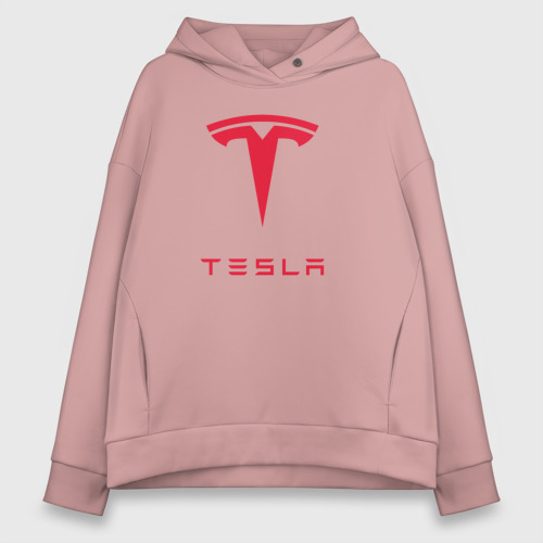 Женское худи Oversize хлопок Tesla Тесла, цвет пыльно-розовый