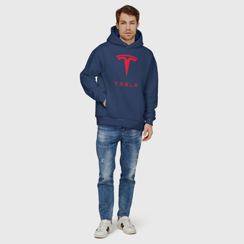 Мужское худи Oversize хлопок Tesla Тесла, цвет темно-синий - фото 6