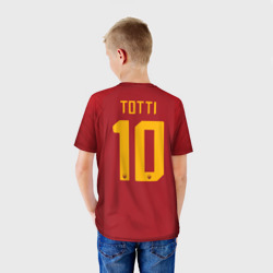Футболка с принтом Totti legend 18-19 для мужчины, вид на модели сзади №2. Цвет основы: белый