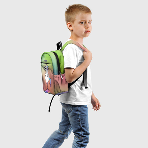 Детский рюкзак 3D с принтом Единорог на Старте, вид сзади #1