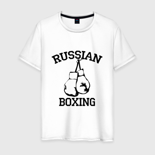 Мужская футболка хлопок RUSSIAN BOXING, цвет белый