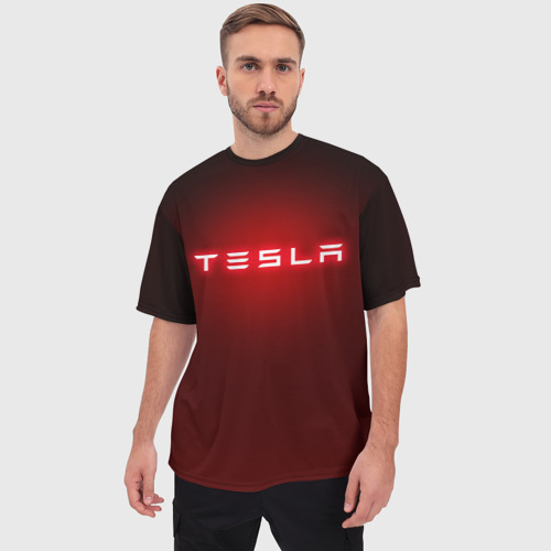 Мужская футболка oversize 3D Tesla, цвет 3D печать - фото 3