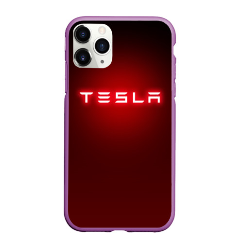 Чехол для iPhone 11 Pro матовый Tesla, цвет фиолетовый