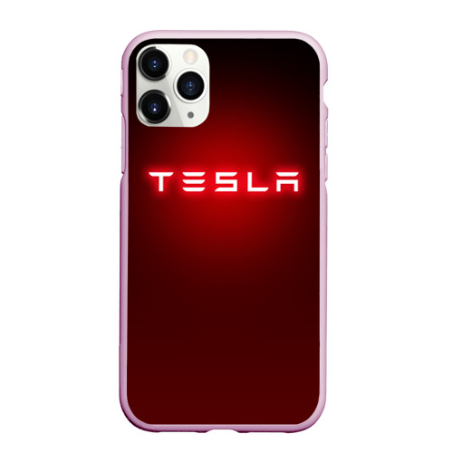 Чехол для iPhone 11 Pro Max матовый Tesla, цвет розовый