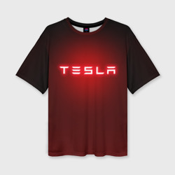 Женская футболка oversize 3D Tesla