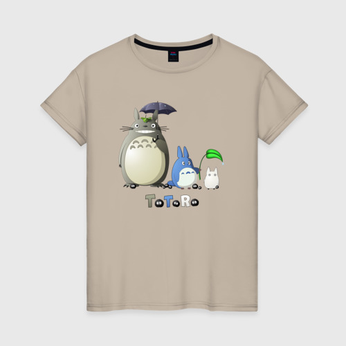 Женская футболка хлопок Totoro, цвет миндальный