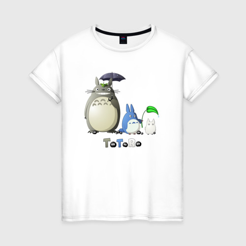 Женская футболка из хлопка с принтом Totoro, вид спереди №1