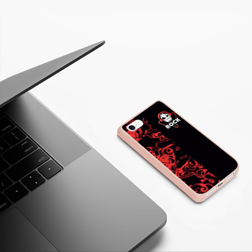 Чехол для iPhone 5/5S матовый I Love Rock, цвет светло-розовый - фото 5