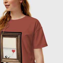 Женская футболка хлопок Oversize Девочка с шаром Бенкси - фото 2