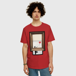 Мужская футболка хлопок Oversize Девочка с шаром Бенкси - фото 2