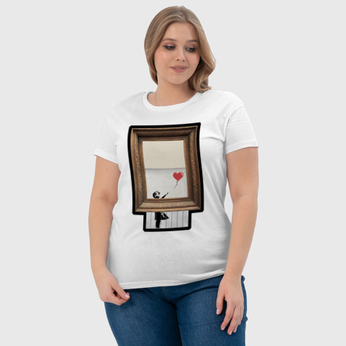 Женская футболка хлопок Девочка с шаром Бенкси - фото 6