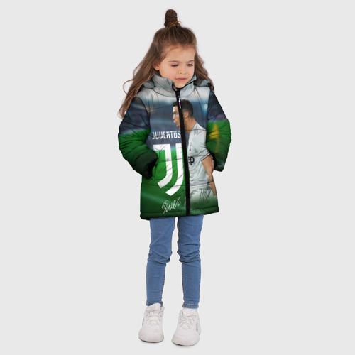 Зимняя куртка для девочек 3D Роналдо Ювентус, цвет светло-серый - фото 5