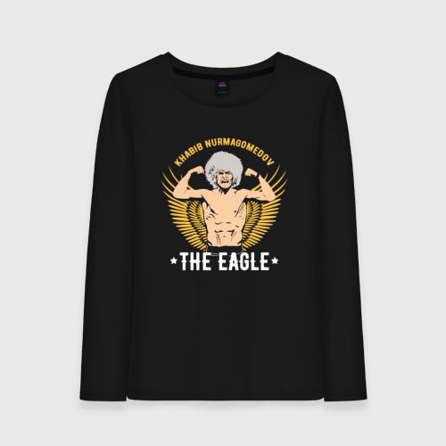 Женский лонгслив хлопок Khabib the eagle, цвет черный