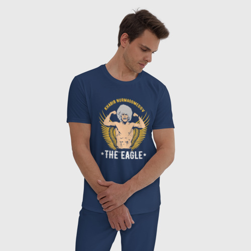 Мужская пижама хлопок Khabib the eagle, цвет темно-синий - фото 3