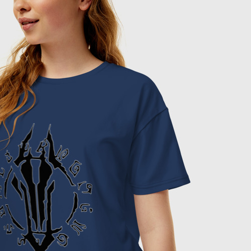 Женская футболка хлопок Oversize Darksiders logo, цвет темно-синий - фото 3