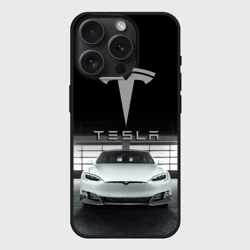 Чехол силиконовый для Apple iPhone 15 Pro Мax матовый Tesla