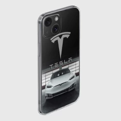 Чехол для iPhone 15 силиконовый с защитой камеры Tesla - фото 2