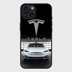 Чехол силиконовый для Apple iPhone 15 матовый Tesla
