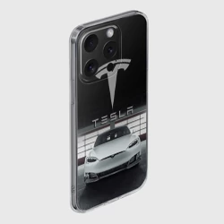 Чехол для iPhone 15 Pro силиконовый с защитой камеры Tesla - фото 2