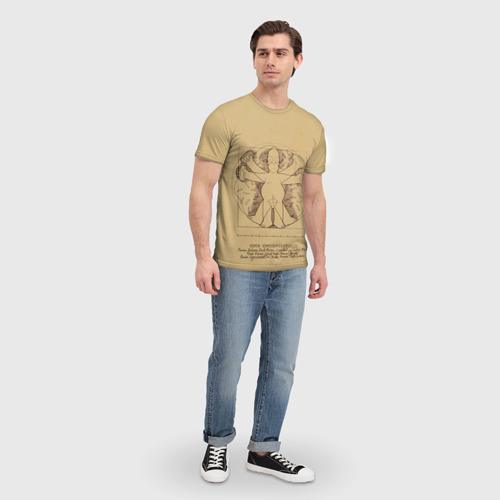 Мужская футболка 3D с принтом Гомер Да Винчи, вид сбоку #3