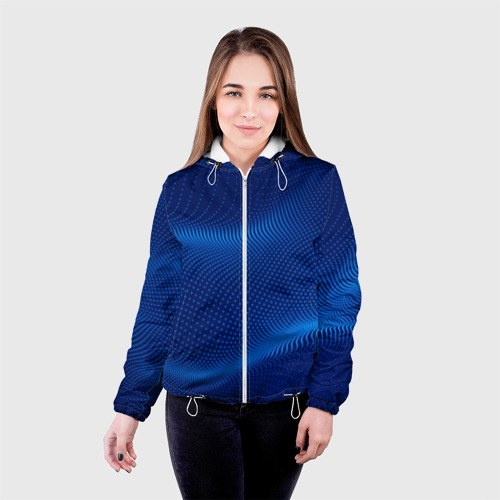 Женская куртка 3D Синие волны, цвет белый - фото 3