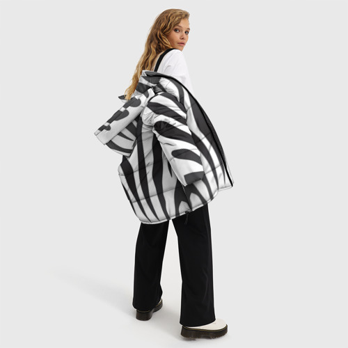 Женская зимняя куртка Oversize Зебра принт, цвет светло-серый - фото 5
