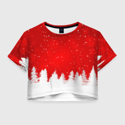 Женская футболка Crop-top 3D Christmas pattern