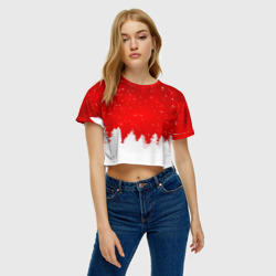 Женская футболка Crop-top 3D Christmas pattern - фото 2