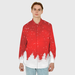 Мужская рубашка oversize 3D Christmas pattern - фото 2